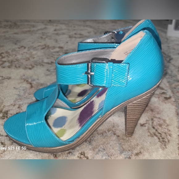 Madden Girl Dwindle "Tourqouise Patent" Open Toe Pump SZ. 7.5 - Picture 5 of 15